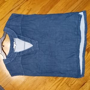 Anthropologie Sundry Size 2 denim & white micro stripe sleeveless top